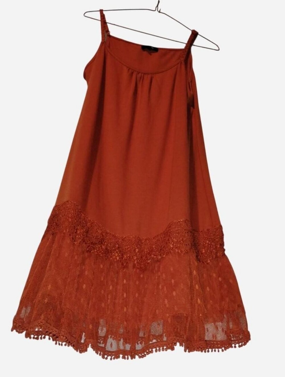RYU Burnt Orange Lace Trim Cami Slip Dress (Size Large)